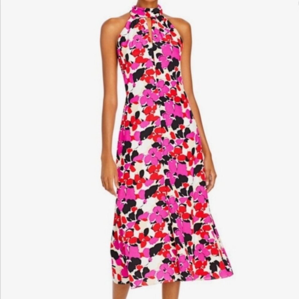 MILLY Adrian Viola Print Dress 100% Silk Size 6 NWT $495